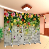 3D花卉YY主播屏风隔断时尚韩式实木玄关办公客厅卧室双面移动折屏