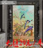 中式古典玄关花鸟背景墙无缝墙纸壁画个性定制装饰画壁画客厅壁纸