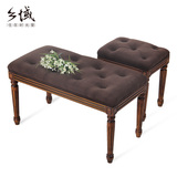 换鞋凳沙发凳欧式美式复古实木脚凳布艺梳妆凳化妆软凳长凳床尾凳
