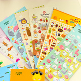 韩国版文具儿童卡通动物泡泡棉立体贴纸 日记本手机贴DIY装饰贴画