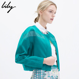 Lily2016春女装纯色镂空显瘦修身通勤短外套115140I3101