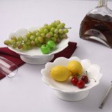 创意纯白陶瓷高脚水果盘 西餐餐具酒店KTV用点心盘菜盘汤盆甜品盘