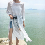 夏装新款韩版宽松圆领白色七分袖T恤 韩国百搭中长款显瘦上衣女潮