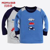 春季新款男童小童绣汽车长袖T恤儿童宝宝圆领卫衣婴儿上衣两件装