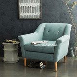 Finn北欧现代欧式客厅简约沙发实木拉扣时尚布艺休闲单人沙发