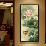 中式装饰画客厅挂画玄关画竖版现代壁画墙画国画书房走廊