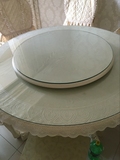 定制定做钢化玻璃圆形酒店家用餐桌圆桌面台面 异形 黑色白色透明