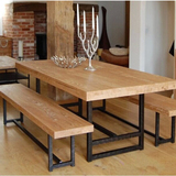 美式复古酒吧桌椅组合 实木铁艺餐桌椅办公桌咖啡桌 家居木质餐桌