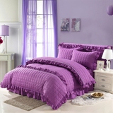 欧式紫罗兰色床品全棉加厚美式床裙款床罩式4四件套绗缝床盖纯棉