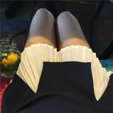 复古港味韩国chic风假两件设计百褶下摆开叉显瘦撞色半身裙短裙