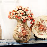 美式田园风彩色单耳奶壶花瓶 家居客厅陶瓷插花器皿摆设