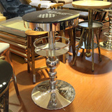瑞皇家具厂家定做不锈钢酒吧吧台桌ktv钢化玻璃高脚桌铸铁酒吧散