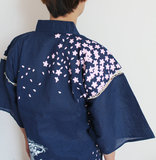 日本外贸原单纯棉男甚平浴衣和服日式短袖睡衣和服家居服樱花老虎