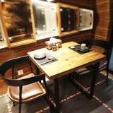 美式实木复古西餐咖啡厅方桌铁艺餐桌椅组合小户型休闲桌酒吧饭桌