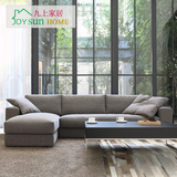 日式布艺沙发组合大小户型 现代简约布沙发客厅L型贵妃转角可拆洗