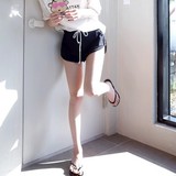 韩国代购minsshop夏季新款女休闲运动款系带运动短裤薄款休闲热裤