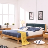 实木床 北欧宜家日式1.5/1.8米胡桃色双人床 简易全原木卧室家具