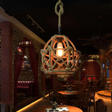 复古麻绳美式乡村loft工业铁艺吊灯个性创意咖啡厅餐厅服装店正品