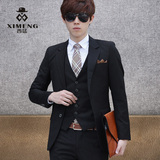西猛2016春新款韩版修身商务型男士西服套装 职业男士三件套西装