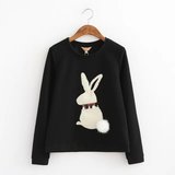 拉夏贝尔 2015冬新款兔子图案圆领长袖T恤 女卫衣30006759