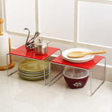 欧式橱柜内碗架沥水架婚庆红色厨房置物架调味瓶餐具收纳架2只装