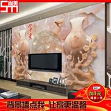 瓷砖背景墙3D玉雕 电视背景墙瓷砖 中式艺术客厅墙砖 花瓶梅花