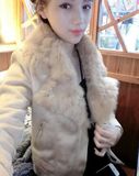 2015冬韩版爆款女装 鹿皮绒皮草修身加厚外套 兔毛短款保暖上棉衣