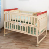 小哈匠婴儿床实木无漆儿童床带摇篮摇床BB床宝宝床可变书桌 单床-