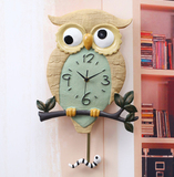 升级款超静音 猫头鹰挂钟 钟表 夜光客厅卧室儿童房挂表 壁钟创意