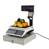 超市收银秤打印一体机称重收款机电子计价 条码小票水果零食钱箱