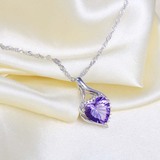 925纯银镀铂金 纯天然紫水晶项链女 珠宝首饰品 情人节礼物