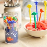 日本进口水果叉 创意 儿童水果叉 可爱水果签 牙签盒 带盖 20入