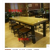 北欧铁艺原木长桌 西餐厅组合 星巴克吧台桌椅餐桌 咖啡厅奶茶店