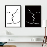 蘑菇堡黑白抽象装饰画简约现代墙画咖啡厅壁画个性创意挂画有框画