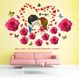 墙贴纸情侣贴画卧室房间温馨浪漫床头客厅沙发墙壁装饰品玫瑰贴花