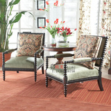 美式乡村风格实木单人沙发椅复古欧式法式阳台休闲椅客厅家具定制
