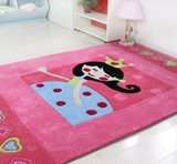 加厚腈纶可爱卡通粉红儿童房公主房间地毯卧室地毯满铺地毯可定做