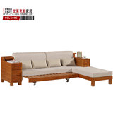 实木沙发客厅橡木沙发多功能木架布艺实木坐卧两用推拉沙发床