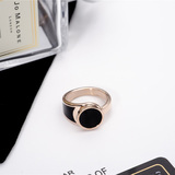 韩后1比1气质时尚复古风指环男女情侣镀18k金钛钢食指戒指配饰品