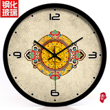 简约中式龙古典钟表复古花纹创意餐厅装饰客厅挂钟静音石英钟201