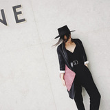 LAMPS 欧洲站2016春夏装新款欧货潮女装 中长款黑色真丝西装外套