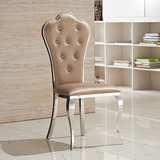 欧式后现代时尚拉钻不锈钢餐椅绒布椅子新古典餐桌椅 C75