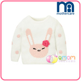现货 英国mothercare代购童装 卡通白色兔子宝宝毛衣女套头针织衫