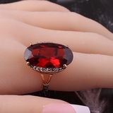 日韩高端红宝石戒指指女环韩国饰品女礼物夸张个性水晶戒指女潮