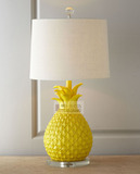 菠萝树脂台灯美式乡村黄色白色 创意儿童卧室书房酒店客房台灯