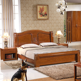 新品榆木家具榆木床实木床1.8米榆木厚重款双人床雕花卧室家具