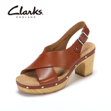 clarks休闲女鞋Ledella Club粗跟高跟露跟女凉鞋夏季鱼嘴16新品