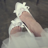 水晶钻蝴蝶红白色结婚新娘鞋小码30 31 32 33大码40高跟女单鞋