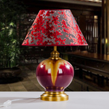 正品全铜陶瓷台灯现代婚庆个性时尚创意卧室床头装饰窑变红色