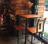 美式乡村家具 新款甜品店桌椅餐椅组合快餐厅咖啡馆休闲桌椅方桌